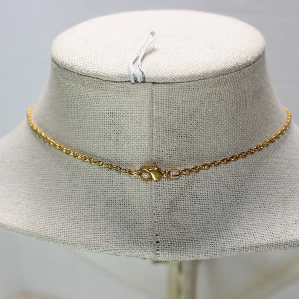 Cross Pendant Necklace 17 Inch Gold Tone Minimalist Religious Jewelry Charm